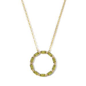 Collier Kreis mit Zirkonia olivgrün mit Baguetteschliff