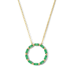 Collier Kreis mit Zirkonia smaragdgrün mit Baguetteschliff