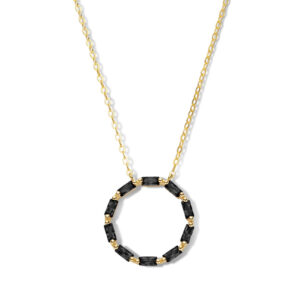 Collier Kreis mit Zirkonia schwarz mit Baguetteschliff