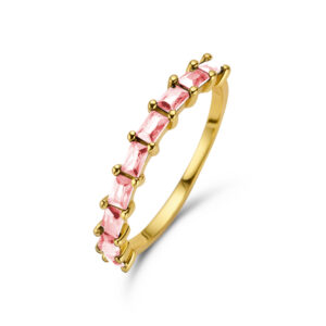 Damenring mit 9 Zirkonia Pink