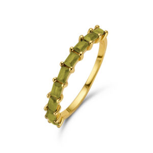 Damenring mit 9 Zirkonia Olivgrün