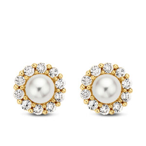 Ohrstecker Süßwasser-Zuchtperle / 20 Zirkonia