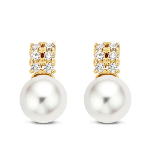 Ohrstecker Süßwasser-Zuchtperle / 12 Zirkonia