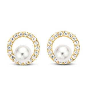 Ohrstecker Süßwasser-Zuchtperle / 36 Zirkonia