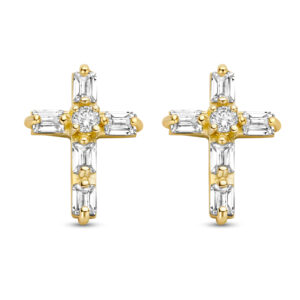 Ohrstecker Kreuz mit 12 Zirkonia