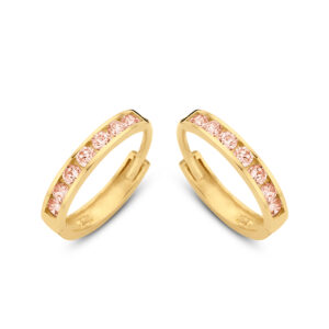 Klappcreolen mit 14 Zirkonia champagner