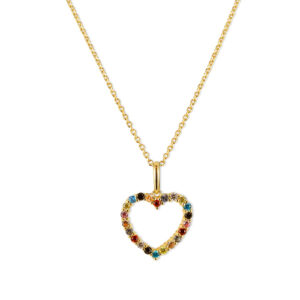 Collier Herz mit 14 bunten Zirkonia