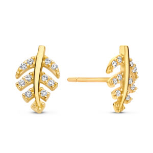 Ohrstecker Blatt mit 20 Zirkonia