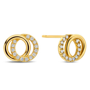 Ohrstecker Doppelkreis mit 28 Zirkonia