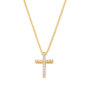 Collier mit Anhänger Kreuz 16 Zirkonia