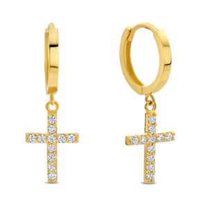 Klappcreolen Kreuz mit 22 Zirkonia