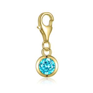 Charm mit Zirkonia hellblau