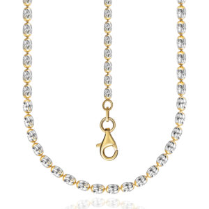 Kugelkette oval Silber 925/000 Bicolor