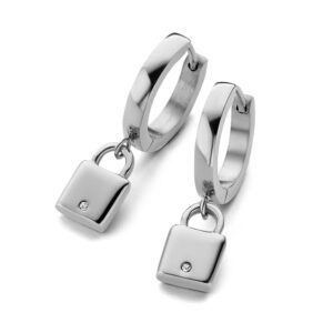 Lovebird Klappcreolen mit Anhänger Schloss