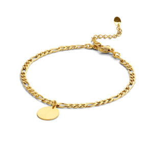 Lovebird Figaro-Armband mit Gravurplatte