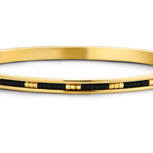 Lovebird Armreif mit schwarzen Miyuki Perlen