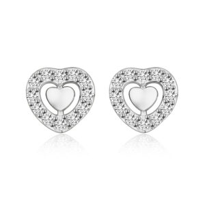 Lovebird Ohrstecker Herz mit 24 Zirkonia