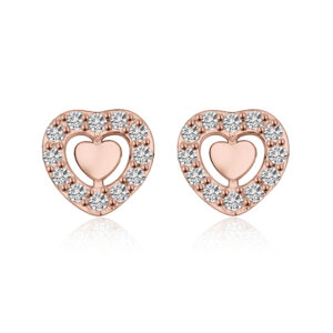 Lovebird Ohrstecker Herz mit 24 Zirkonia