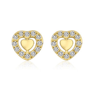 Lovebird Ohrstecker Herz mit 24 Zirkonia