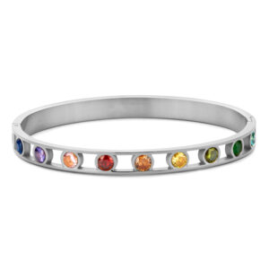 Lovebird Armreif mit 9 Zirkonia Rainbow