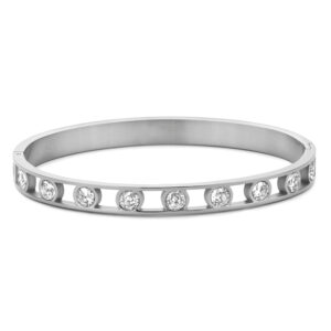 Lovebird Armreif mit 9 Zirkonia weiß