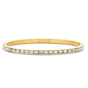 Lovebird Armreif mit 20 Zirkonia weiß in Baguetteform