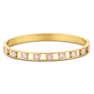 Lovebird Armreif mit 9 Zirkonia pink