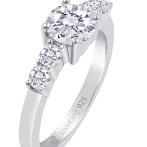 Lovebird Damenring mit 5 Zirkonia 101 Facetten