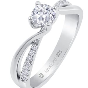 Lovebird Damenring mit 15 Zirkonia