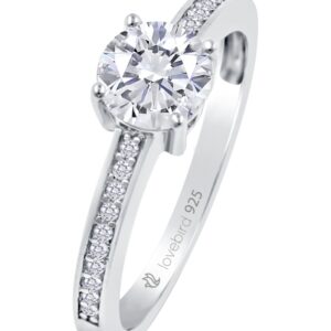 Lovebird Damenring mit 21 Zirkonia