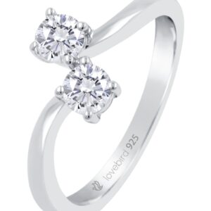 Lovebird Damenring mit 2 Zirkonia 101 Facetten