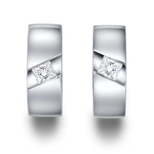 Lovebird Klappcreolen mit Zirkonia Princess Cut