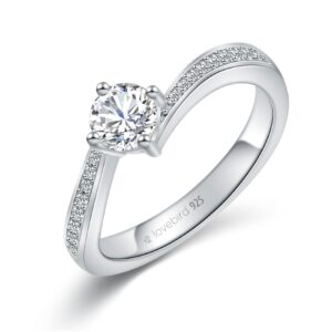 Lovebird Damenring mit 19 Zirkonia